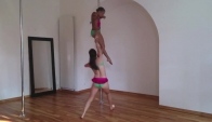 Pole Dance Double with One Arm